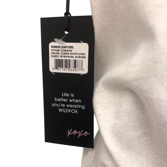NWT Wildfox White Rainbow Coast KeKe T Shirt Graphic Print Relaxed Fit Baby Soft - Picture 13 of 16